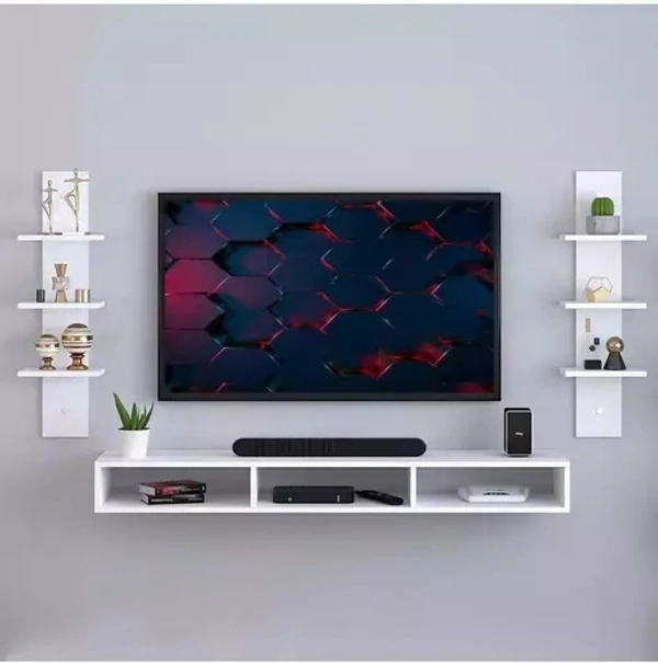Furniture shop big tv cabinate wall shelf of fully white colour professional look MdF material Engineered Wood
