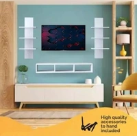 Furniture shop big tv cabinate wall shelf of fully white colour professional look MdF material Engineered Wood