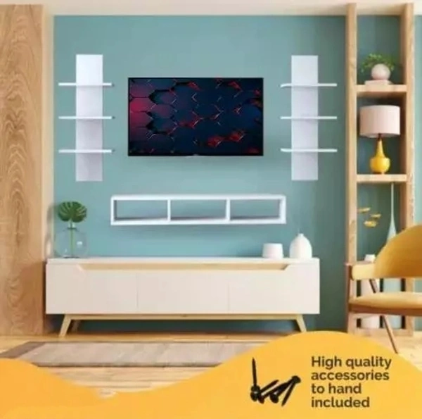 Furniture shop big tv cabinate wall shelf of fully white colour professional look MdF material Engineered Wood