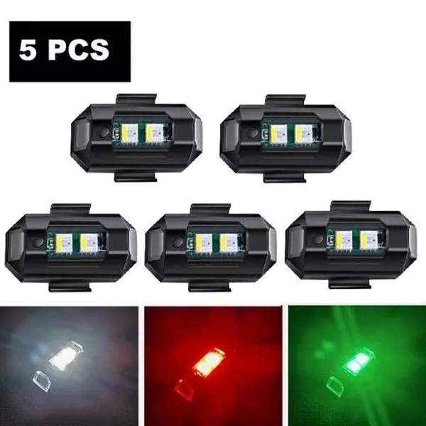 Universal LED Anti-collision Warning Light Mini Signal Light Drone with Strobe Light 7 Colors Turn Signal Pack Of 5