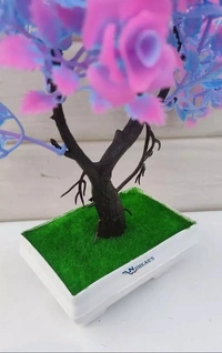 Nimkar's Artificial Double Shade Plant/Tree with White Pot Bonsai Potted Faux Grass Fake Topiaries Shrubs for Home, Garden and Office Decor