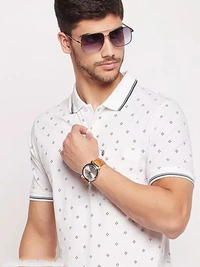 UNIBERRY Men's Cotton Half Sleeves Printed Polo Neck T-shirt - XXXL