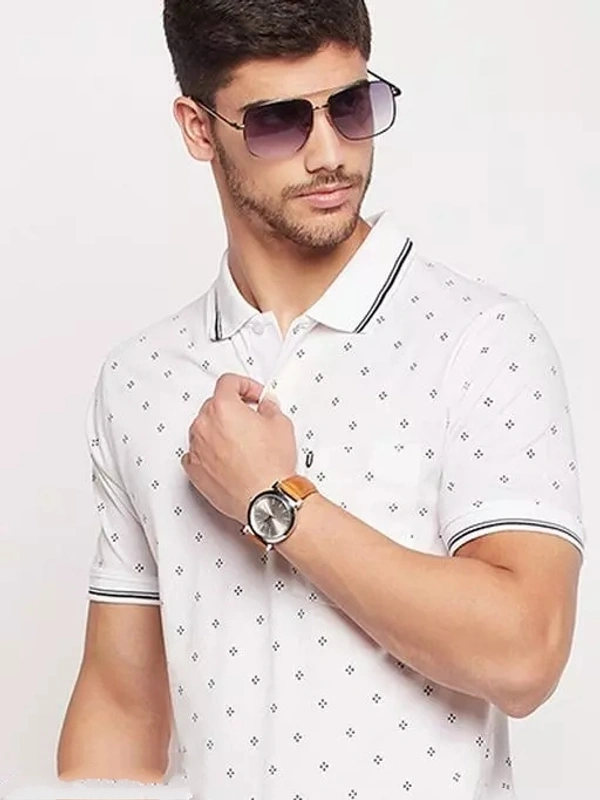 UNIBERRY Men's Cotton Half Sleeves Printed Polo Neck T-shirt - XXXL