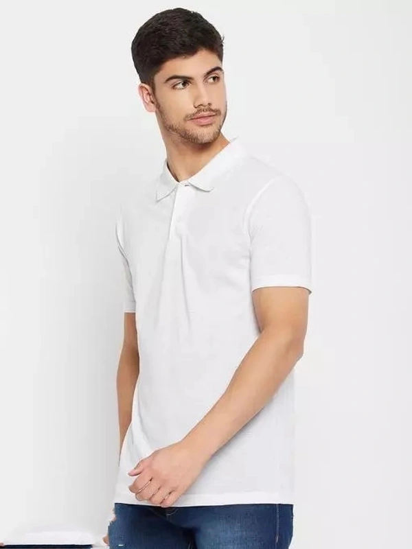 Cotton Blend White Short Sleeves Solid Tshirts - M