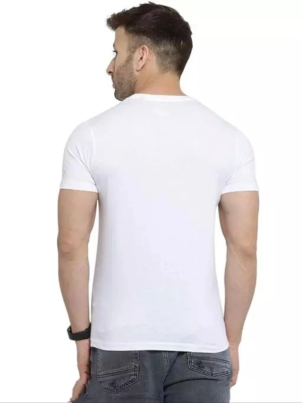 Cotton Blend White Short Sleeves Printed Tshirts - XXL