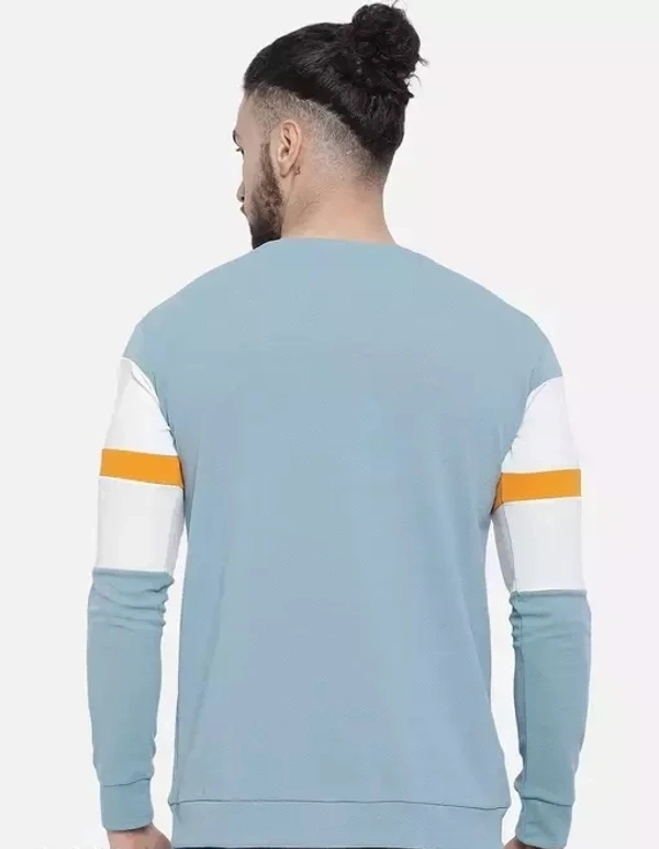 Poly Blend Aqua Blue Long Sleeves Striped Tshirts - S