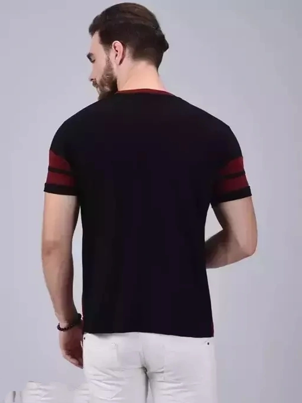 Cotton Blend Multicolor Short Sleeves Colorblocked Tshirts - L