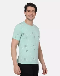 Cotton Multicolor Short Sleeves Printed Tshirts - L