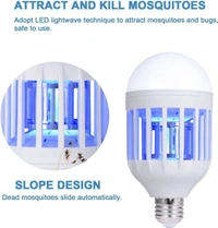 Bug Zapper Light Bulbs, Mosquito Killer Lamp, Electronic Insect & Fly Killer - Built in Insect Trap, Fits in 110V E26/E27 Light Bulb Socket for Indoor Outdoor Porch Patio Backyard