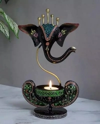 AFF Handicraft Vinayaka/ Ganesha/ Ji Iron Table Decorative showpiece Tealight / Diya Holders For GIft