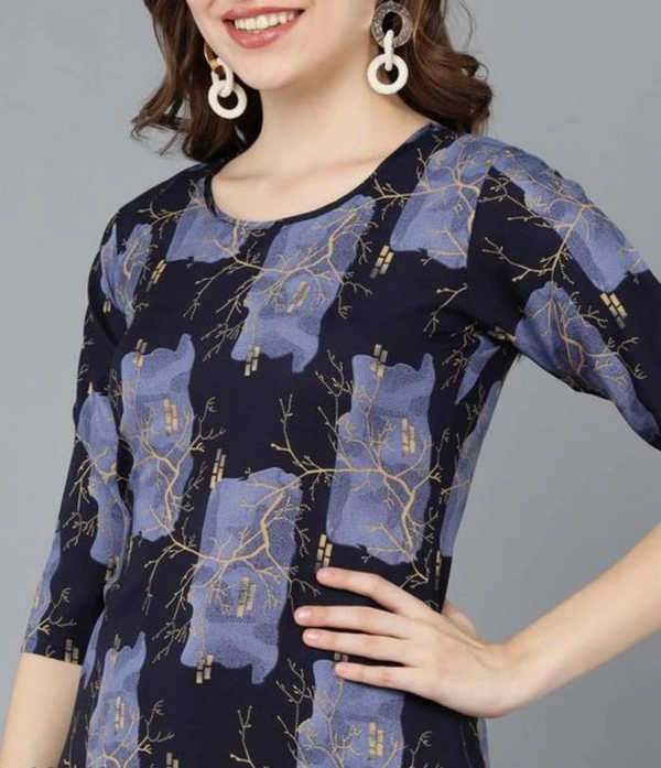 Hiva Western Collection Women Kurta And Pant set Crepe - Navy Blue
