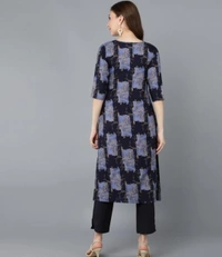 Hiva Western Collection Women Kurta And Pant set Crepe - Navy Blue