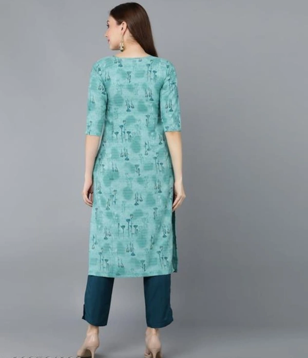 Hiva Western Collection Women Kurta And Pant set Crepe - Eastern Blue