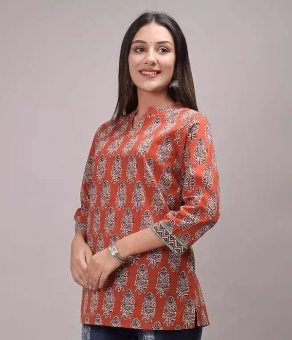 Women's Printed Cotton Top Kurti Kurtis - L