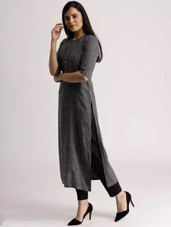 Women's Black Color South Cotton Calf Length Kurti - S