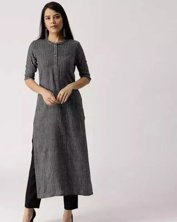 Women's Black Color South Cotton Calf Length Kurti - S