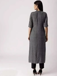 Women's Black Color South Cotton Calf Length Kurti - S