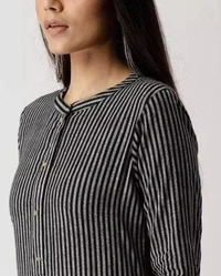 Women's Black Color South Cotton Calf Length Kurti - S
