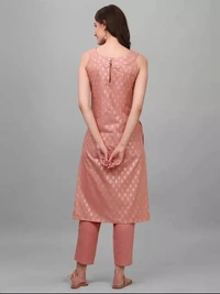 Nieve Fashion Women Gold Printed Kurta With Pant (Pink) set - XL