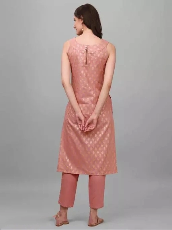 Nieve Fashion Women Gold Printed Kurta With Pant (Pink) set - XXL