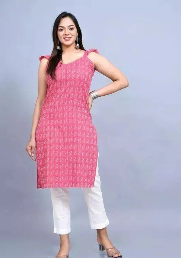 Kunjal women cotton dotted checked sleeveless kurti Pink - XS