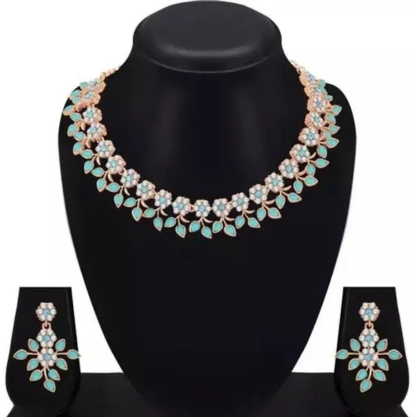 Rose Gold Plated Necklace Set With American Diamond