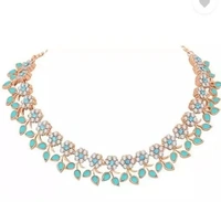 Rose Gold Plated Necklace Set With American Diamond