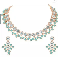 Rose Gold Plated Necklace Set With American Diamond