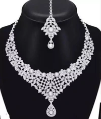 Rhodium Plated Necklace Set With Mangtikka