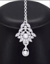Rhodium Plated Necklace Set With Mangtikka