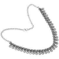 Women's Latest Design Silver Oxidised Necklace Contemporary Design Ethnic Choker Necklace Set with Nose