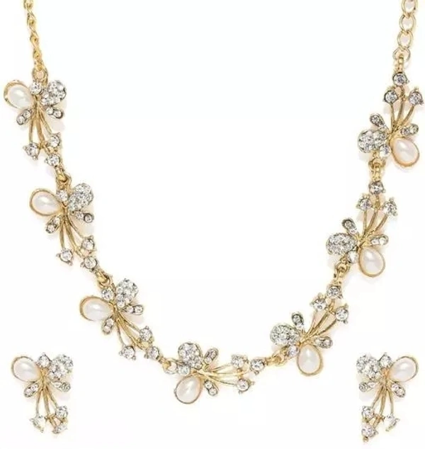 Gold Plated necklace set with combination of pearls and diamond
