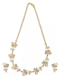 Gold Plated necklace set with combination of pearls and diamond