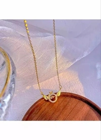 Angels Wings Zirconia Necklace,Angel Necklace Collarbone Chain Beating Heart Wings,Zirconia Lucky Charm Jewellery for Girl