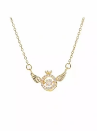 Angels Wings Zirconia Necklace,Angel Necklace Collarbone Chain Beating Heart Wings,Zirconia Lucky Charm Jewellery for Girl