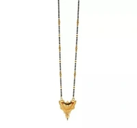 Soni Designs One Gram Brass & Gold Plated Mangalsutra Necklace Pendant Tanmaniya Nallapusalu Black Pearl Bead Chain for Women (Yellow)