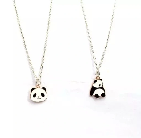 Cute Panda Necklace Chain Pendant Combo for Women And Girls Gifts Silver Plated Alloy Necklace Silver chain