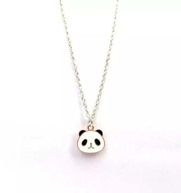 Cute Panda Necklace Chain Pendant Combo for Women And Girls Gifts Silver Plated Alloy Necklace Silver chain
