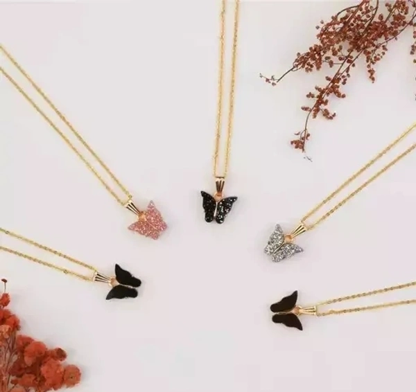 Butterfly Shape Pendant Chain Necklace For Women And Girls