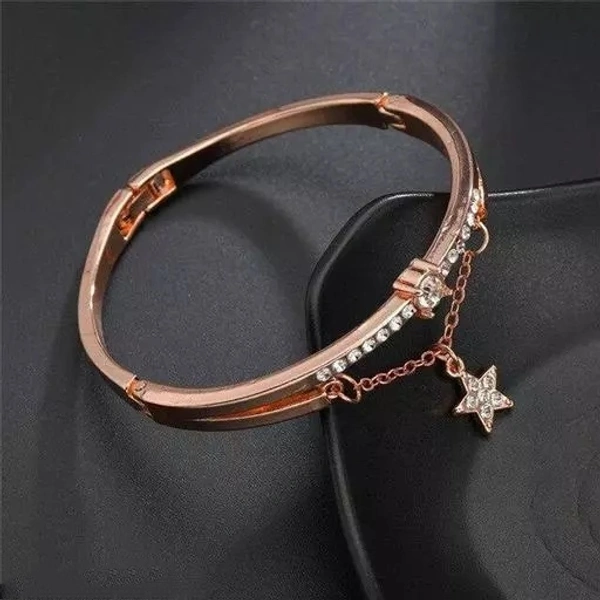 Jewels Galaxy Rose Gold Plated Star inspired Stone Studded Korean Bracelet For Women and Girls