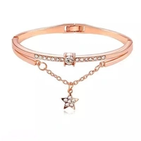 Jewels Galaxy Rose Gold Plated Star inspired Stone Studded Korean Bracelet For Women and Girls