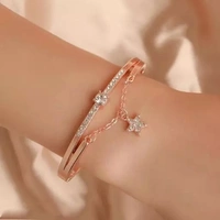 Jewels Galaxy Rose Gold Plated Star inspired Stone Studded Korean Bracelet For Women and Girls
