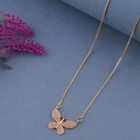 Vesture Knot Combo Of 4 Heartbeat & Butterfly/Titli Pendal Chain In Rose Gold Platted And Pearl & Diamond Pendant Chain In Gold Platting For Girl's & Women's (Buy 2 Get 2 Free)