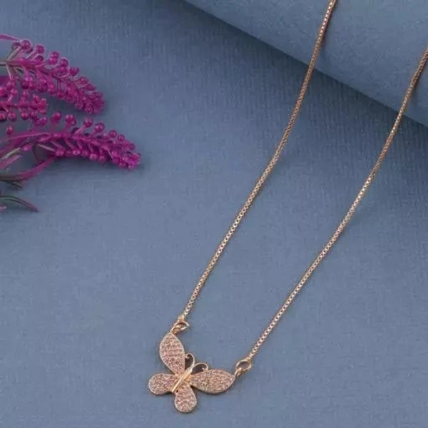 Vesture Knot Combo Of 4 Heartbeat & Butterfly/Titli Pendal Chain In Rose Gold Platted And Pearl & Diamond Pendant Chain In Gold Platting For Girl's & Women's (Buy 2 Get 2 Free)