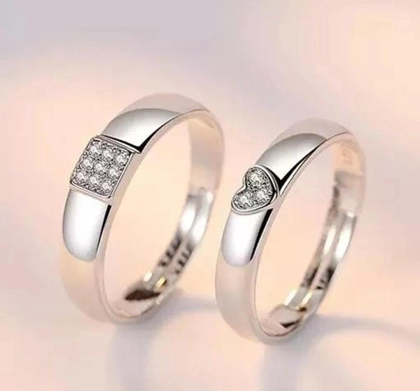 Arpit Creations Adjustable Angel Wings Heart Couple Rings Lovers Valentine Gift for Women & Men Brass, Stainless Steel, Metal, Stone, Copper Swarovski Zirconia, Diamond Silver Plated Ring