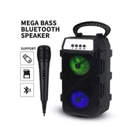 Latest Hot Selling Bluetooth Wireless Party Speaker with Wired Karaoke Mic, 6 Hrs Playtime, Immersive Sound, BT V5.2, 3.5mm AUX, USB, Micro SD Card Slot & Integrated Controls Karaoke Speaker with Free Mic