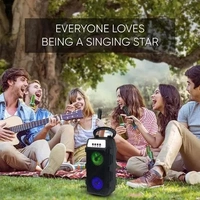 Latest Hot Selling Bluetooth Wireless Party Speaker with Wired Karaoke Mic, 6 Hrs Playtime, Immersive Sound, BT V5.2, 3.5mm AUX, USB, Micro SD Card Slot & Integrated Controls Karaoke Speaker with Free Mic
