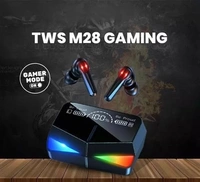 M 28 TWS GAMING Bluetooth Wireless earbuds With Power bank Headset with 5D Stereo Sound, Light weight Ergonomic Wireless set ( BLACK COLOR )
