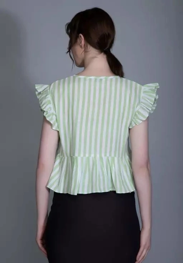 FN Store Women's Slub Cotton Casual Regular Fit Striped Crop Top Shirts Print Top Basic Summer Women Fancy Western Tops - XS