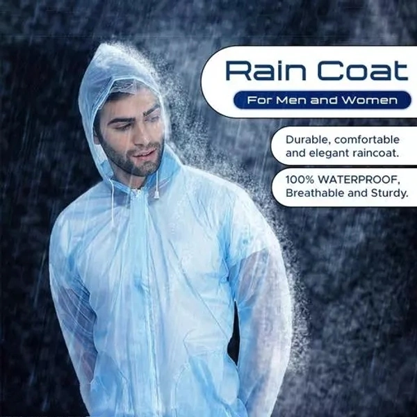 NHR Xylo Transparent 100% Waterproof PVC Zipper Raincoat With Jacket, Hood and Pant With Pockets for Men and Women- Raincoat, Raincover, Raincoat for Men, Waterproof Raincoat, Transparent Raincoat, Barsaati, Raincoat for Women (Blue